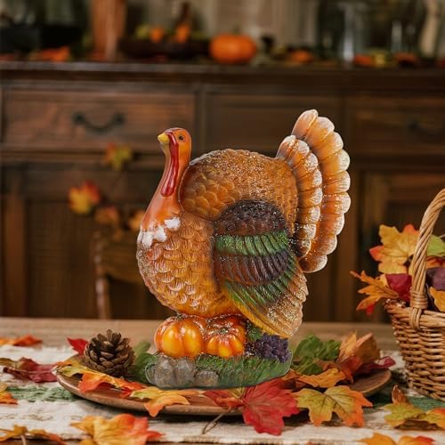 winemana Thanksgiving Resin Turkey Table Decorations, 9.5" Tall
