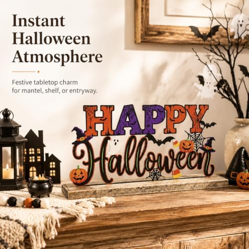 Metal Happy Halloween Sign Table Mantel Shelf Desk Home Decor
