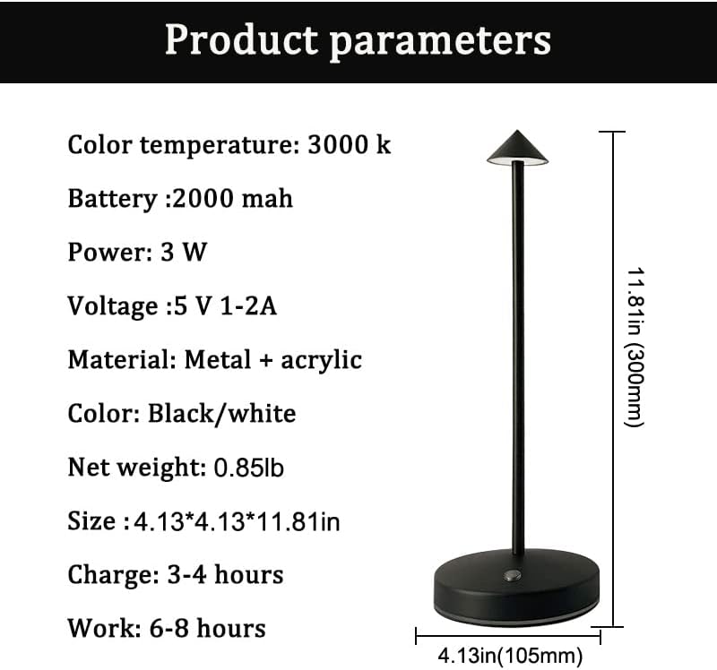2 PACK Cordless Lamps,Battery Rechargeable Table Lamp,Portable Lamps,2 Level Brightness Dimmable Night Light,Minimalist