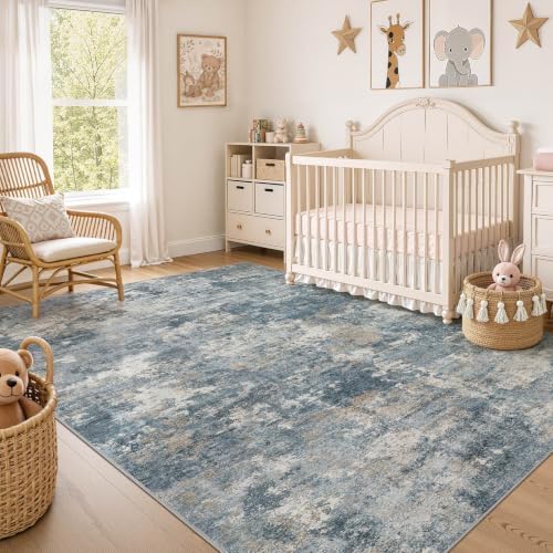 Nakagishi Boho 5x7 Area Rug Living Room Rugs Machine Washable Blue