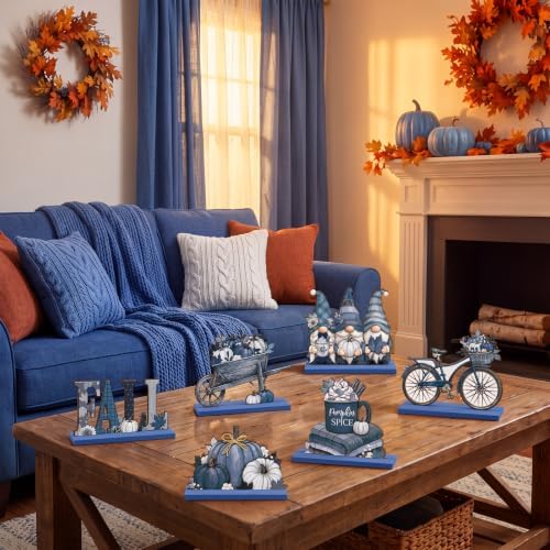 Yousoontic 6 Pcs Fall Thanksgiving Table Decor, fresh, Blue