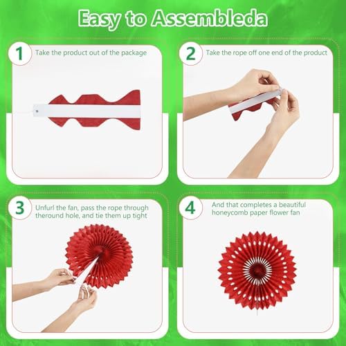 20 Pcs Grass Green Hanging Paper Fan, Hanging Honeycomb Round Paper Fans for Weddings, Birthdays, St. Patrick's Day, Baby Showers, Classroom, Events Ceiling Party Supplies Decorations