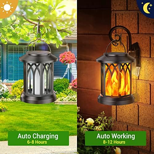 KOOPER 6 Pack Solar Lantern Outdoor Lights, Upgraded Flickering Flame Solar Lanterns Outdoor Waterproof, Auto ON/OFF Lanterns Decorative Outdoor, Hanging Lantern for Yard Patio Lawn Table Garden Decor