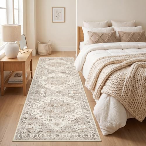 Garvee 2x6 Washable Runner Rug Non Slip Vintage Boho Brown Hallway Runner