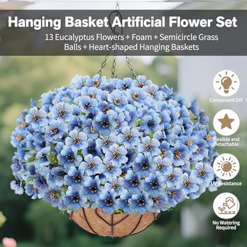 Artificial Hanging Flower for Outdoors(Blue)