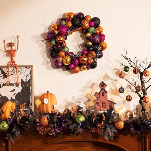 Valery Madelyn Halloween Decorations 20" Pumpkin Wreath for Front Door