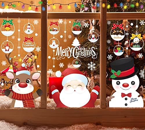 MISS FANTASY Christmas Window Clings Decorations 10 Sheets Large Merry Snowflake Window Stickers Decals for Glass Double Sided Christmas Decorations for Home Office School Classroom