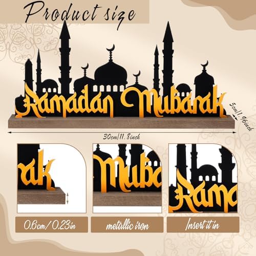 DoubleFill Ramadan Mubarak Decorations for Home Office, Table Metal Sign