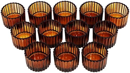 VOHO Amber Tealight Candle Holder Set of 24, Glass Votive Candle Holders
