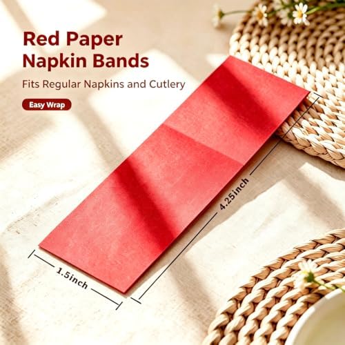 Germiwipe 2,500 Pcs Napkin Bands, Paper Napkin Rings Self-Adhesive, (Red)