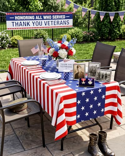 Niuara American Flag Plastic Table Cloth Disposable, 4 Pack, 54 x 108 in