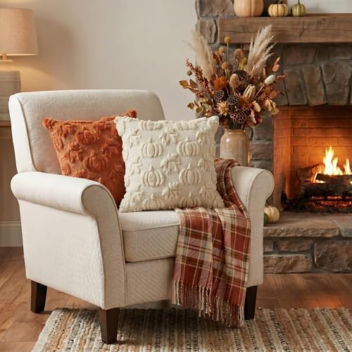 AVOIN colorlife Caramel Beige Pumpkin Fall Throw Pillow Covers 18x18 Inch