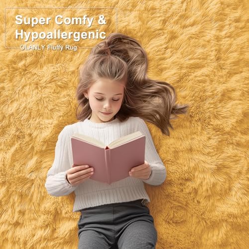 OLANLY 2x8 Machine Washable Runner Rugs for Hallway, Soft Fluffy Shaggy Bedside Rugs for Bedroom, Living Room, Indoor