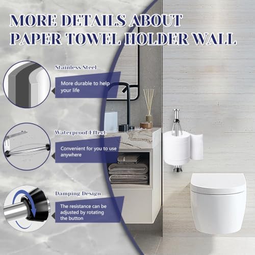 Paper Towel Holder, Paper Towel Holder Under Cabinet with Ratchet Mechanism