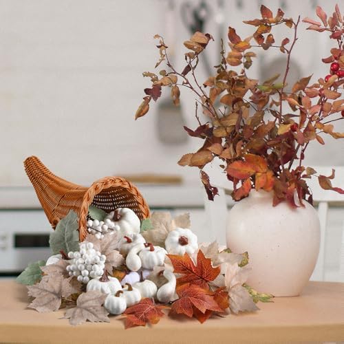 Fall Cornucopia Basket Fall Table Centerpieces 13.78'', Neutral