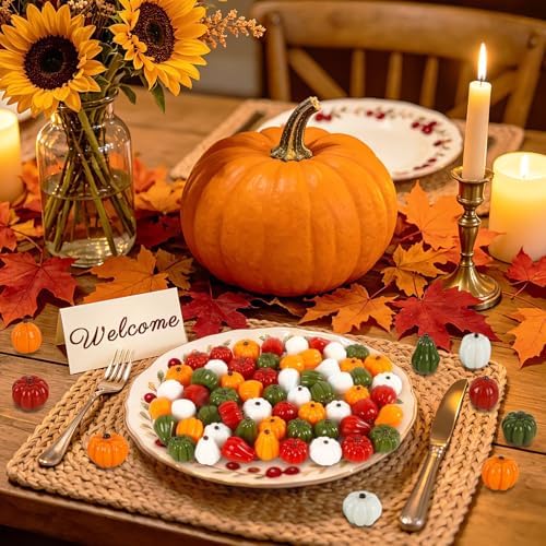 60Pcs Mini Resin Pumpkins Fake Artificial Pumpkins for Fall
