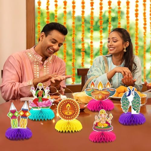 10Pcs Diwali Honeycomb Centerpieces for Indian Party Decoration