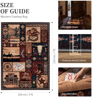 YIHOUSE 5x7 Western Cowboy Area Rugs for Living Room