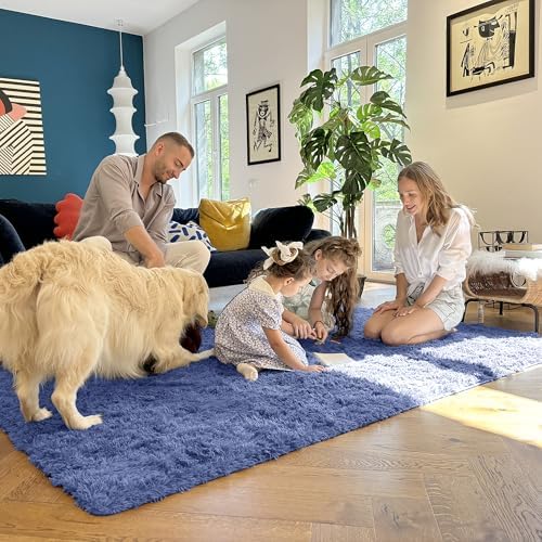 OLANLY 9x12 Machine Washable Large Area Rugs for Living Room, Bedroom, Soft Fluffy Shaggy Bedside Rug, Indoor Floor
