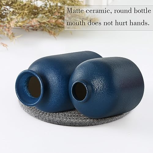 Ceramic Vases Small Flower Vases for Decor / Blue / Set of 3