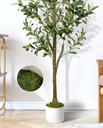 4FT Artificial Olive Tree Indoor Tall Faux with Planter