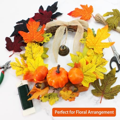 100 Pcs Artificial Maple Leaves Bulk (Small-Leaf Orange Red‌)