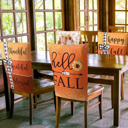 6 Pcs Fall Chair Covers, Maple Leaves Dining Chair Slipcovers