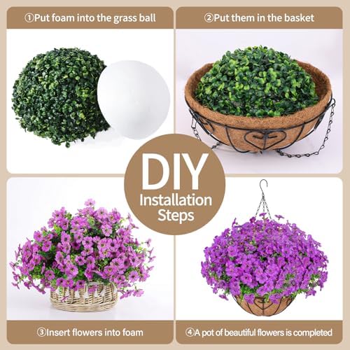 Artificial Hanging Flower for Outdoors(Purple)