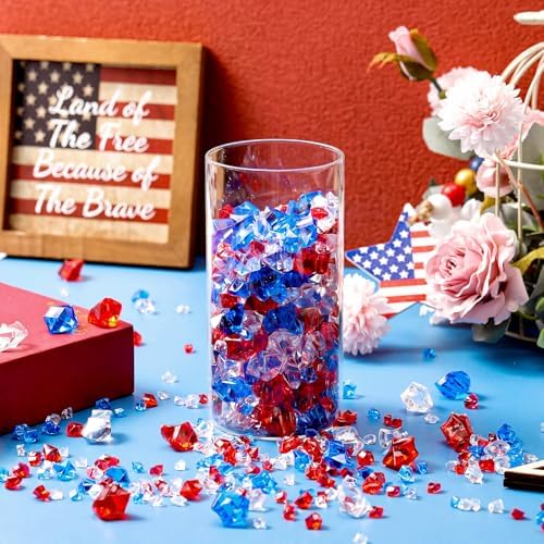 Syhood 570 Pcs Red, Blue and Clear Acrylic Gems Plastic Crystals
