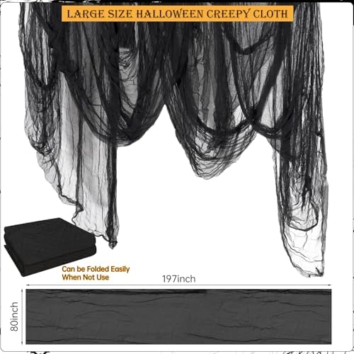 197 x 78.7in Halloween Creepy Cloth for Yard and Outdoor Decorations,Black