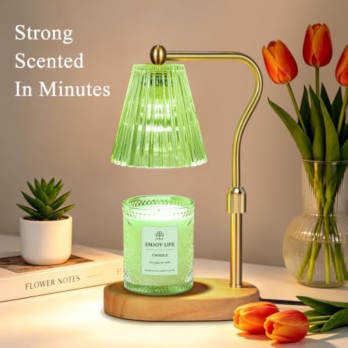 Green Candle Warmer Lamp with Timer Dimmer Adjustable Height,Birthday Gifts for WomenElectric Wax Warmer Vintage Home