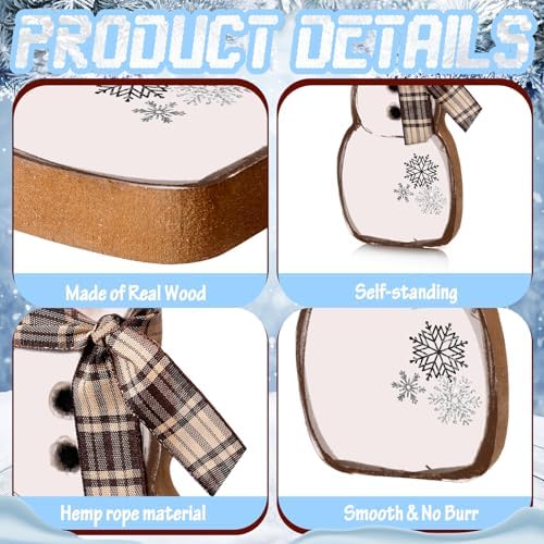 Suzile 3 Pcs Winter Snowman Table Decorations, Brown