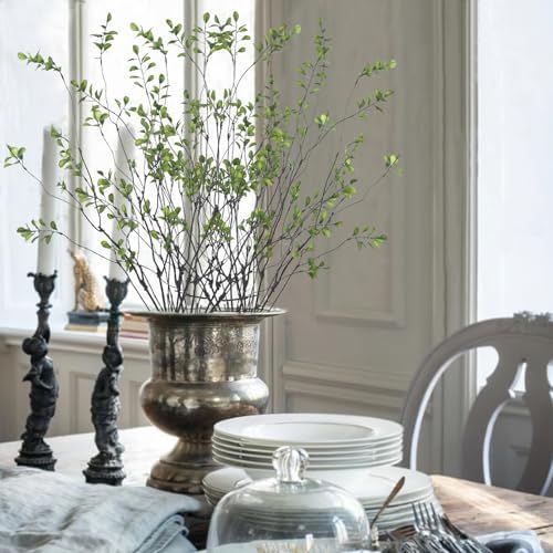Artificial Greenery Stems Plants 35.4" Faux Branches for Vase Filler Fake Ficus / Green / Set of 4