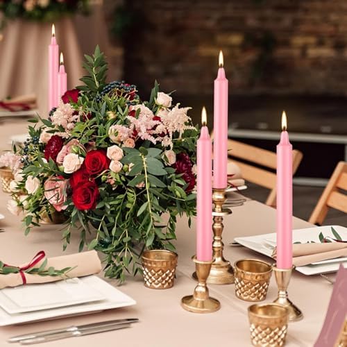 YOROXRG 40 Pack Candles Mini Unscented Taper Candles for Valentine's Day,Christmas,Household, Wedding, Rituals, Prayer, Birthdays,Party and Home Décor Candlesticks - 4 Inch Tall(Pink)