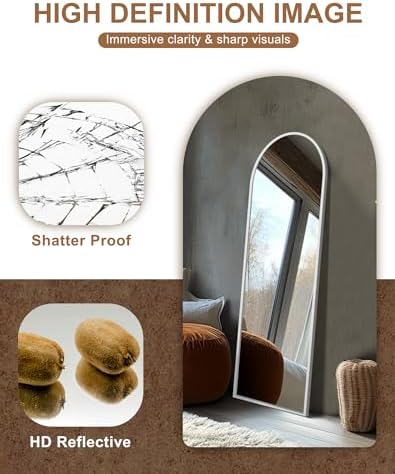 Delma Arched Full Length Mirror with Stand, 56x15 Silver Floor Mirror