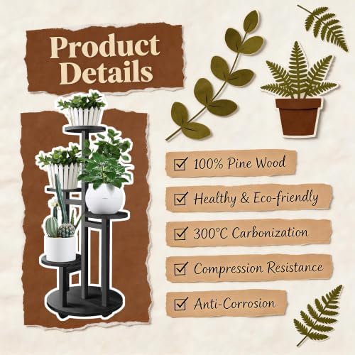 GEEBOBO 5 Tiered Tall Plant Stand for Indoor