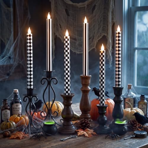Honoson 6 Pcs Halloween Flameless Taper Candles 10.6 Inch Table Home Decor