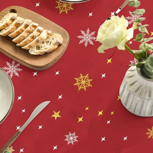 Horaldaily Christmas Tablecloth 90 x 90 Inch Round Christmas Trees Red