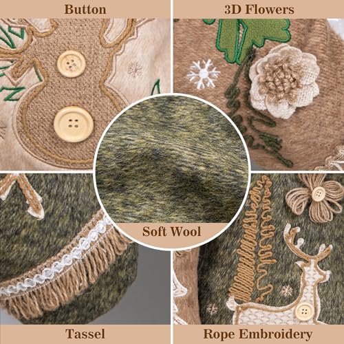 LUBOT 4 Pack Christmas Stockings Set of 4 Large Family Xmas Stocking Woolen Embroidered 20" Modern Rustic Farmhouse Country Rope Fireplace Hanging Holiday Decor