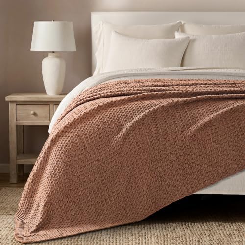EVERGRACEHOME Chunky Chenille Knit Throw Blanket, 108x92, Terracotta Clay