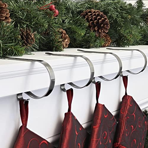 Haute Decor The Original MantleClip® Stocking Holder 4 Pack - Hang Christmas Stockings Safely and Securely from Mantels Up to 3 Inches Thick