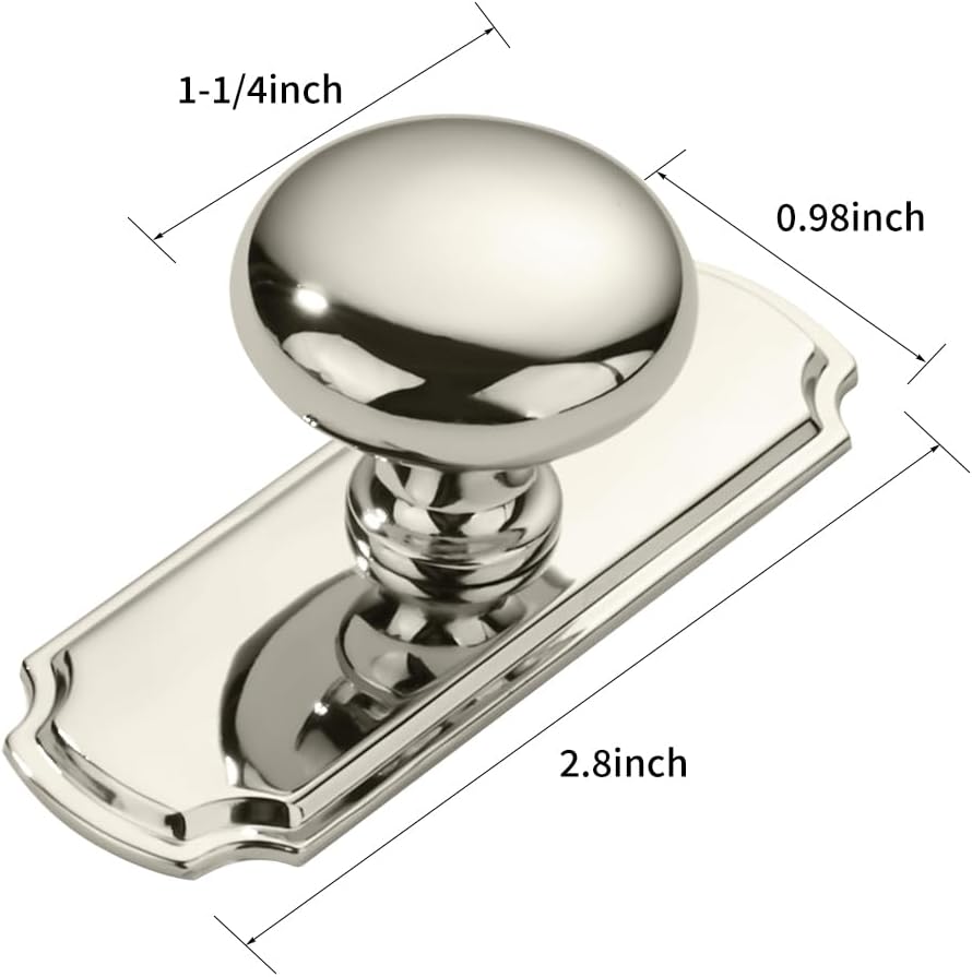 10 Pack 1-1/4 inch Backplate for Cabinet Knobs Polished Nickel Drawer Knobs Cabinet Hardware Vintage Knobs with