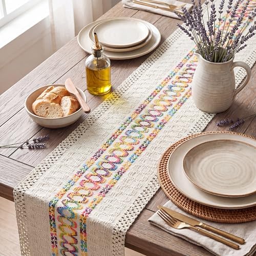 Artoid Mode Colorful Farmhouse Rustic Table Runner 12x90 Inch