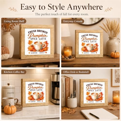 Fall Wood Sign, Fresh Brewed Pumpkin Spice Latte Kitchen Tabletop Decor