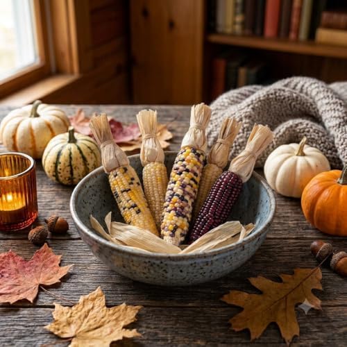 ANDALUCA Natural Decoration Indian Corn Bag | 12 Natural Husks for Fall, Autumn & Thanksgiving Home Decor (Mini Corn)