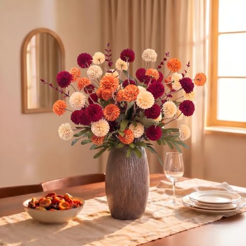 16Pcs Fall Flowers Artificial for Decorations Fake Mums Fall Decor for Home
