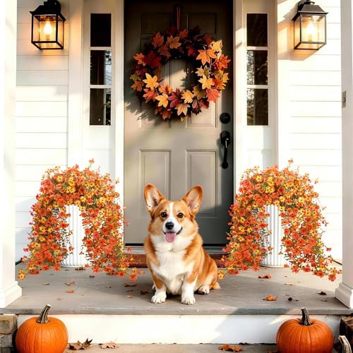 Hommyea Artificial Fake Fall Flowers Plants for Outdoors Mums Home Decor