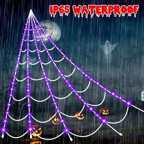 Halloween Decorations Outdoor Spider Web: Giant Light Up Spider Webs Decor
