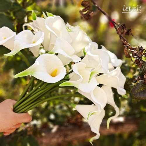 Letjolt Artificial Calla Lily Flowers, Yellow White, 20Pcs
