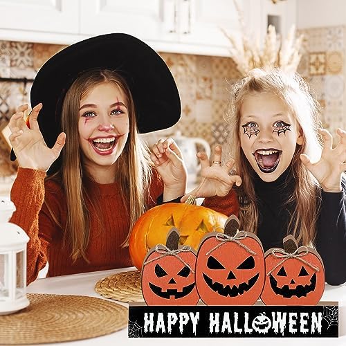 Happy Fall and Halloween Wooden Pumpkin Sign Office Home Decor